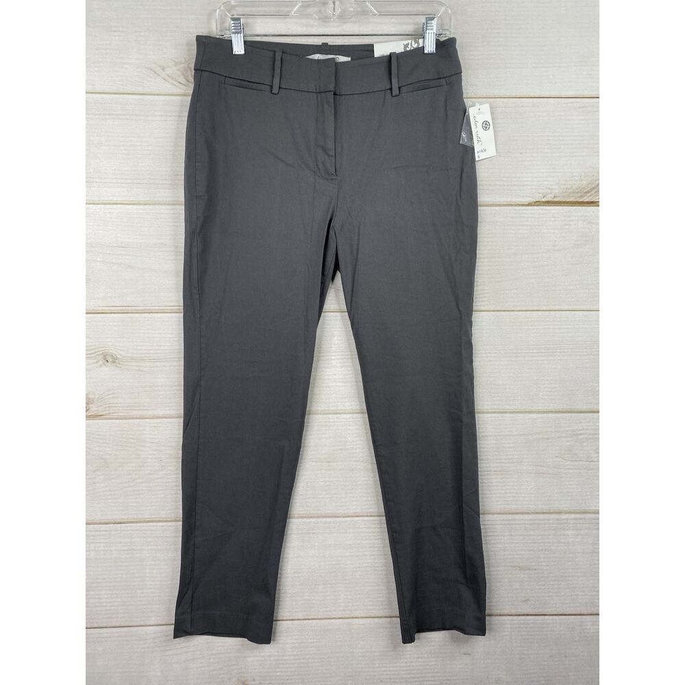 $60 Eden Ruth Women Pants Sz 8 Gray Ankle Dress High Rise Stretch Ponte NWT